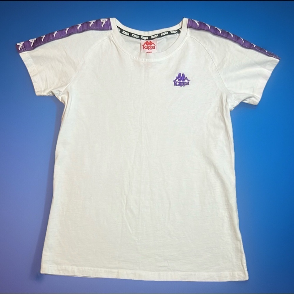 Kappa White and Purple T-Shirt sz L